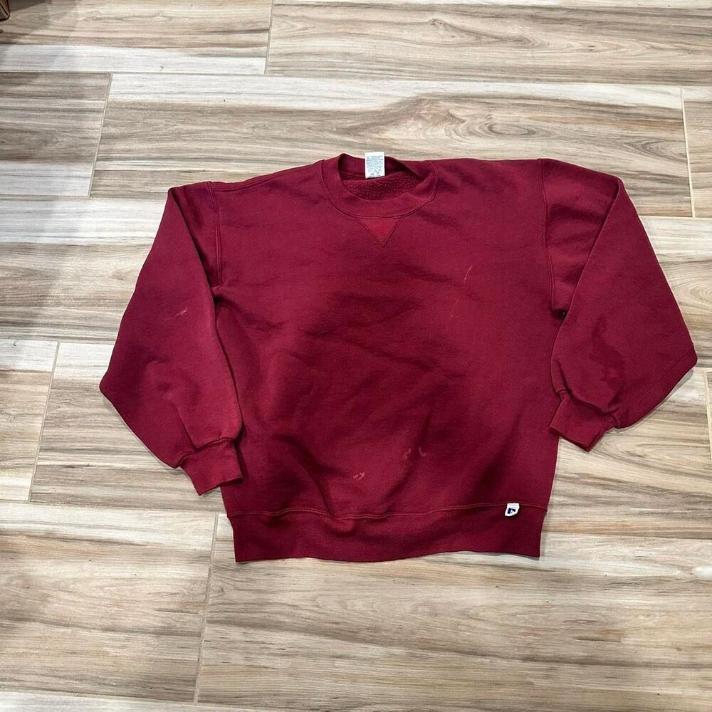 Russell-athletic Men's Burgundy and Red Sweatshirt